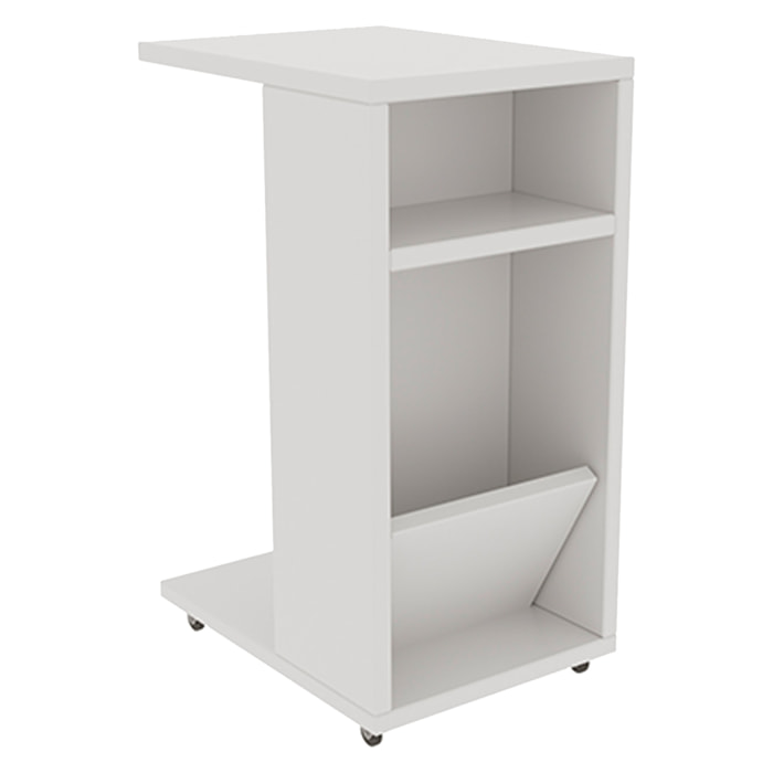 Mesa auxiliar,100% tablero de aglomerado rechapado en melamina, color blanco h.40