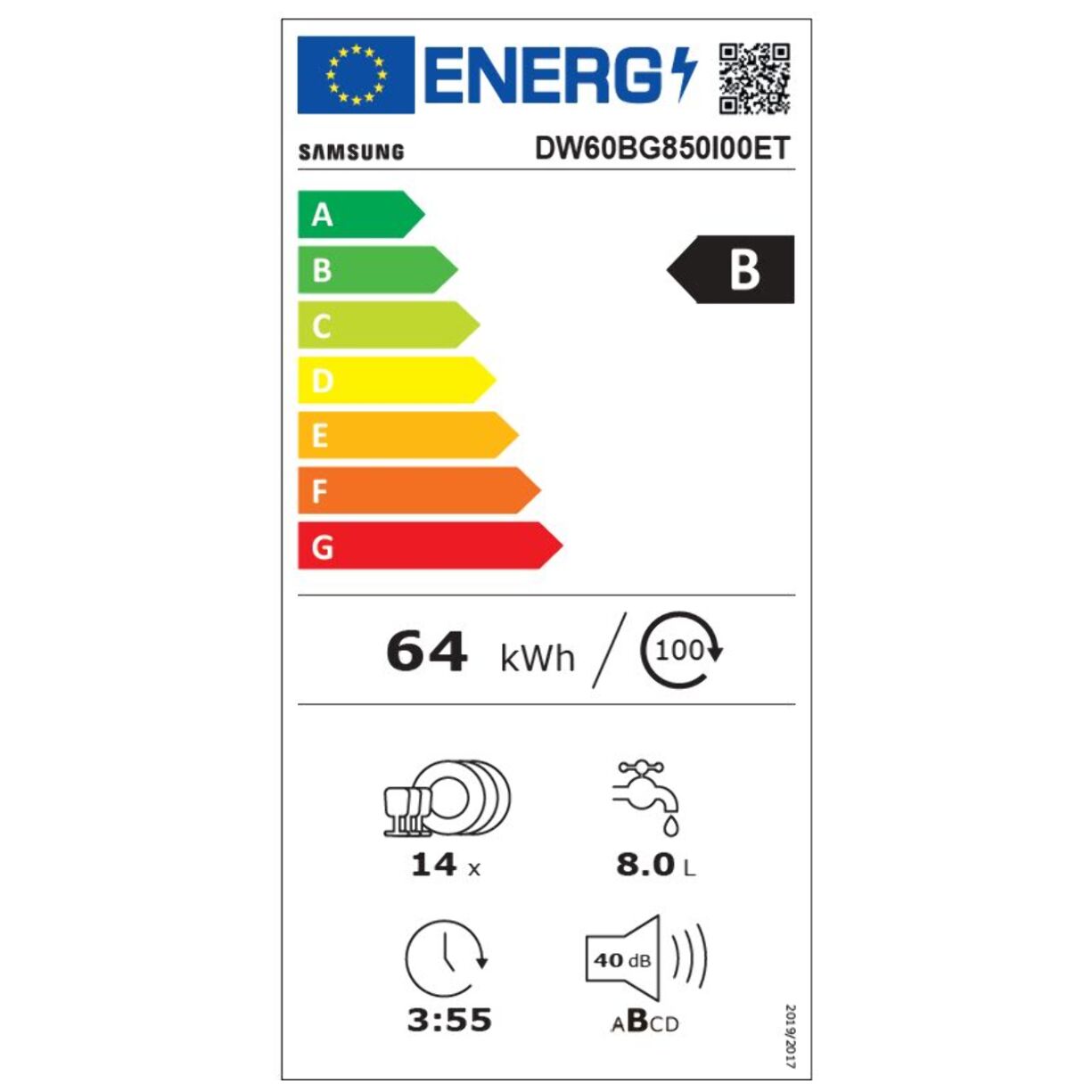 Lave vaisselle encastrable SAMSUNG DW60BG850I00