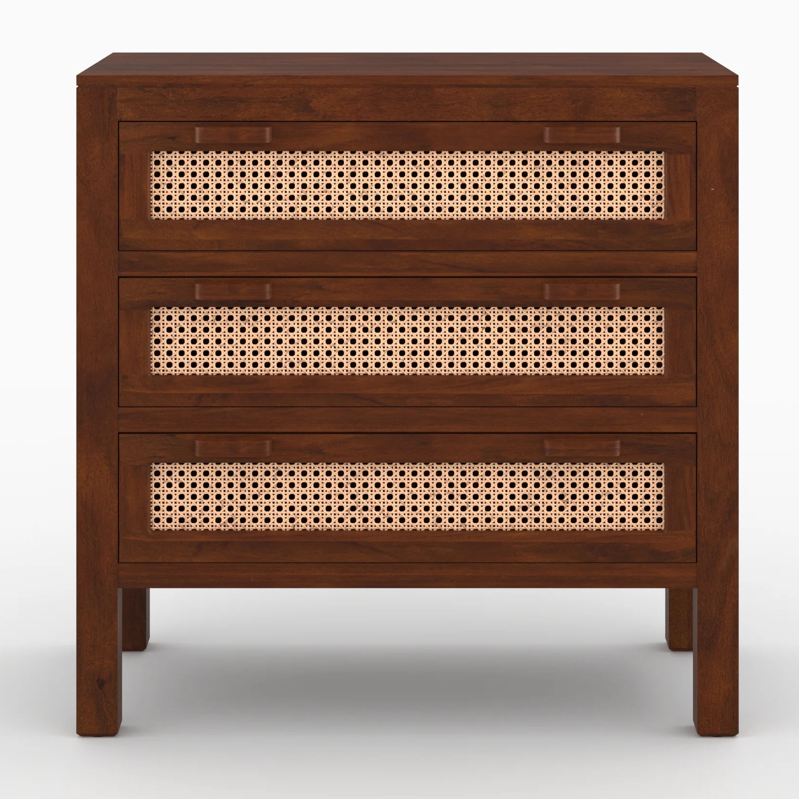 Commode en bois de manguier et cannage - Tiki