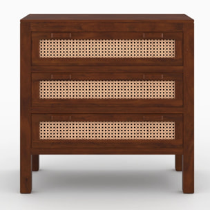 Commode en bois de manguier et cannage - Tiki