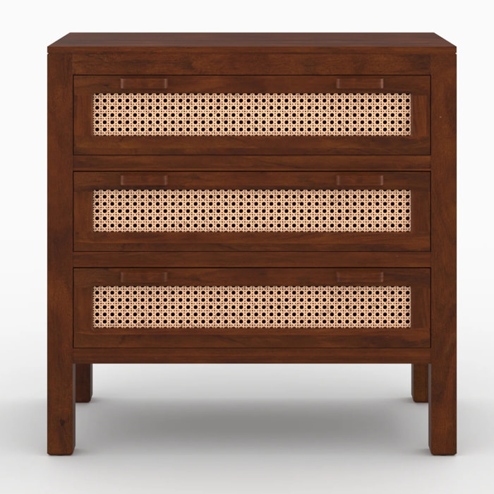 Commode en bois de manguier et cannage - Tiki