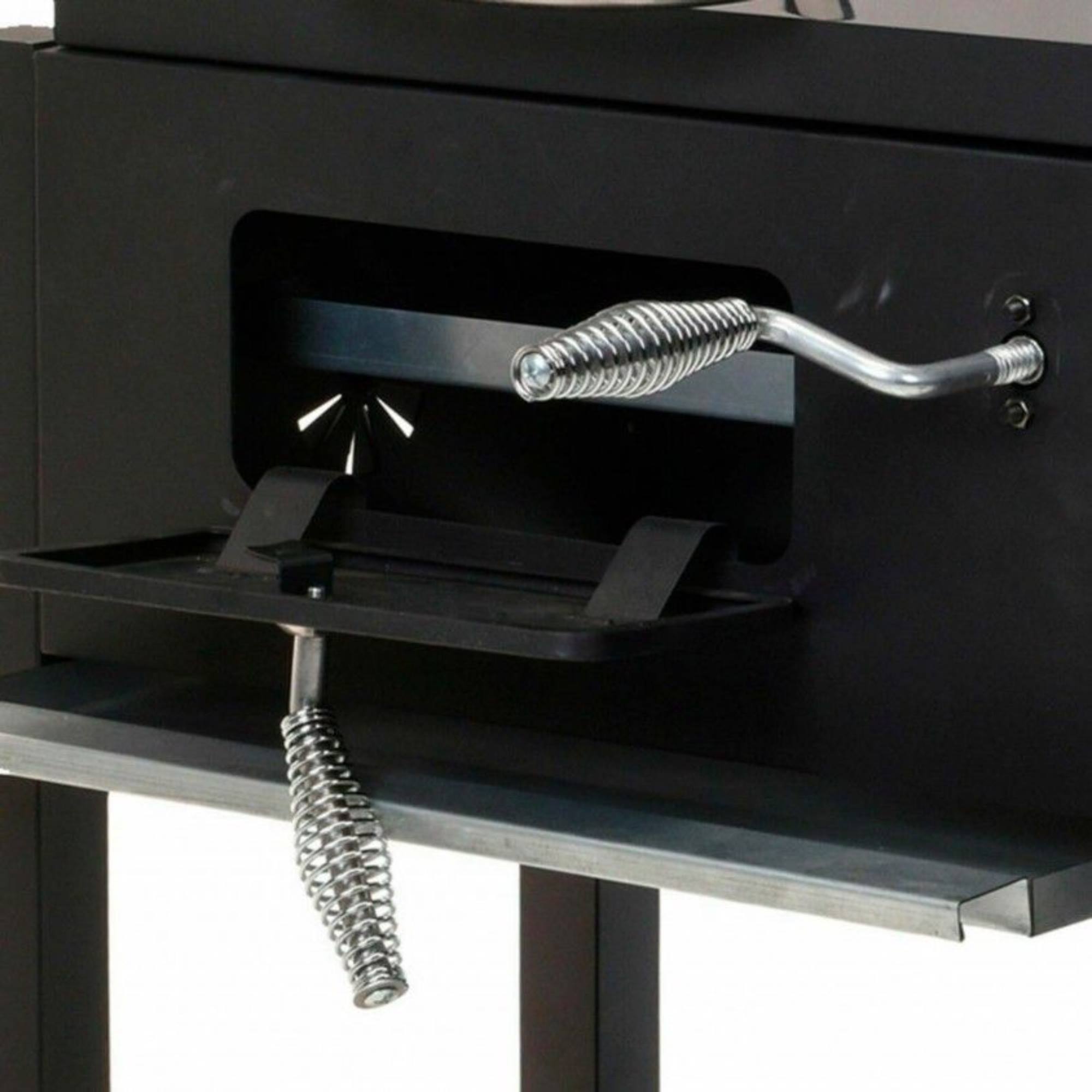 WELL HOME - Barbacoa de carbón color negro con doble parrilla y mesa auxiliar H.96cm