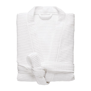 Peignoir mixte col kimono en coton bio, ESPRIT NID D'ABEILLE