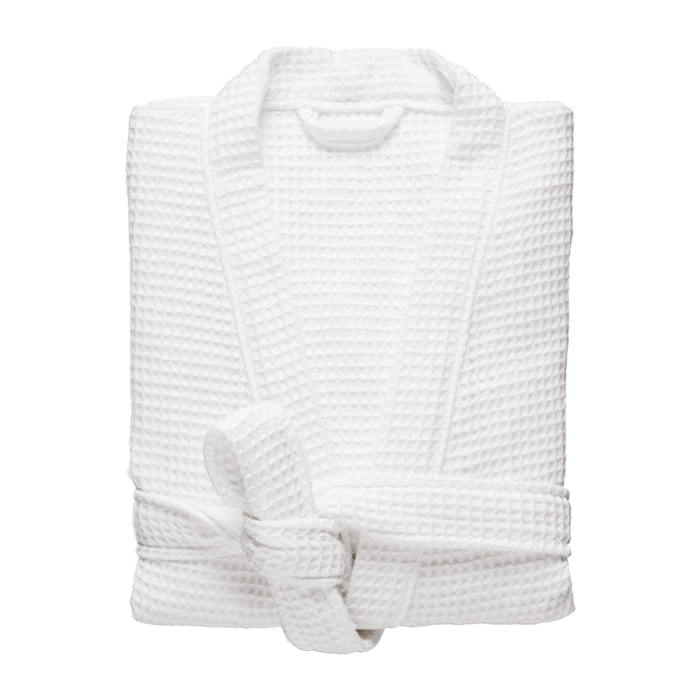 Peignoir mixte col kimono en coton bio, ESPRIT NID D'ABEILLE