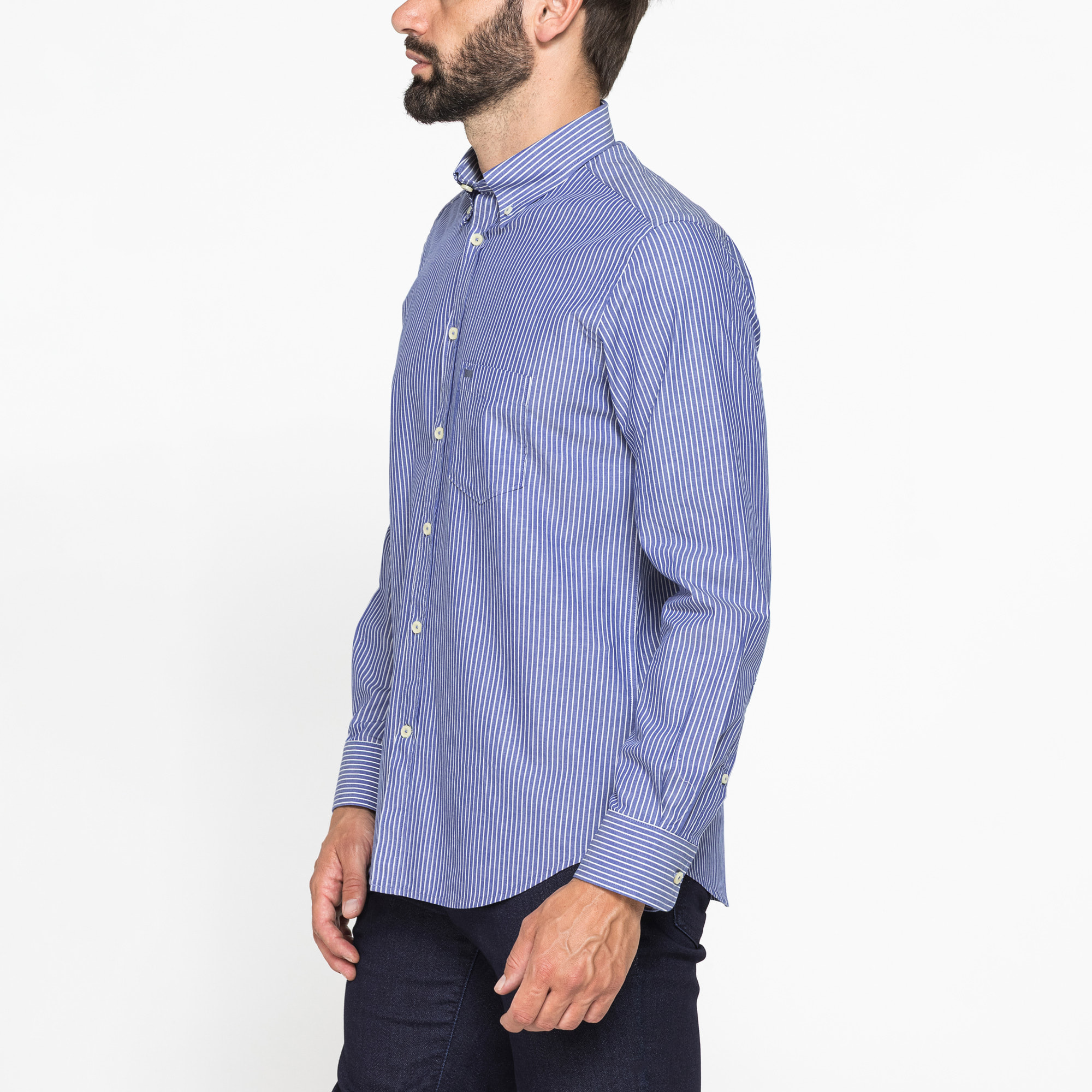 CAMICIA FANTASIA TINTO FILO CON COLLO BUTTON-DOWN