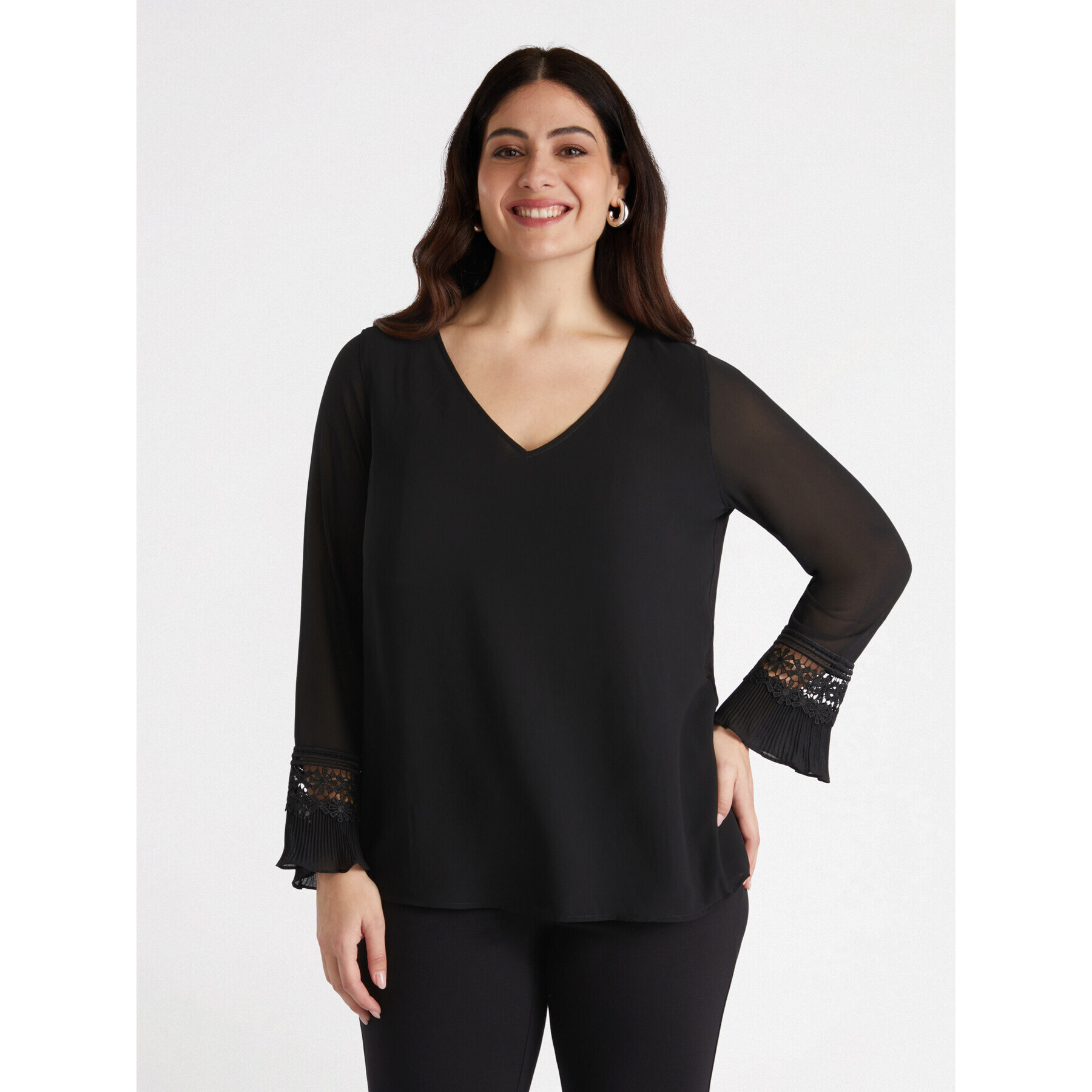 Fiorella Rubino - Blusa con viscosa LENZING™ ECOVERO™ - Nero