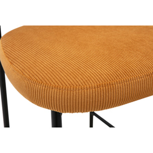 Tabourets de bar fixes en tissu velours côtelé jaune curry H65 cm (lot de 2) BREKA