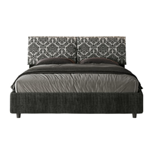 Letto matrimoniale con rete imbottito 160x210 tessuto Agata 8 blu Mados