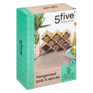 Support 8 pots à épices bambou noir