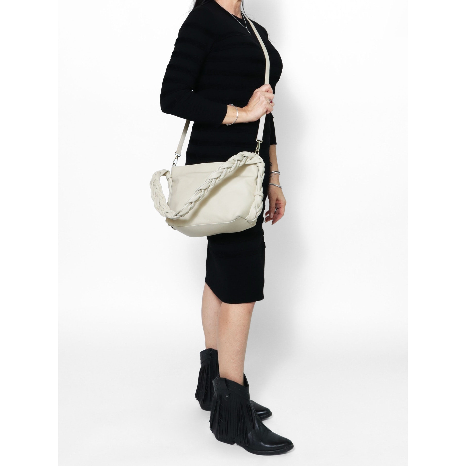 Borsa a spalla da donna - Modello Isara - Vera pelle - 26.0 x 22.0 x 9.0 cm
