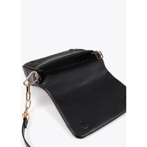 Tracolla Trapuntata con Logo in Pelle Sintetica con Tracolla Mista a Catena