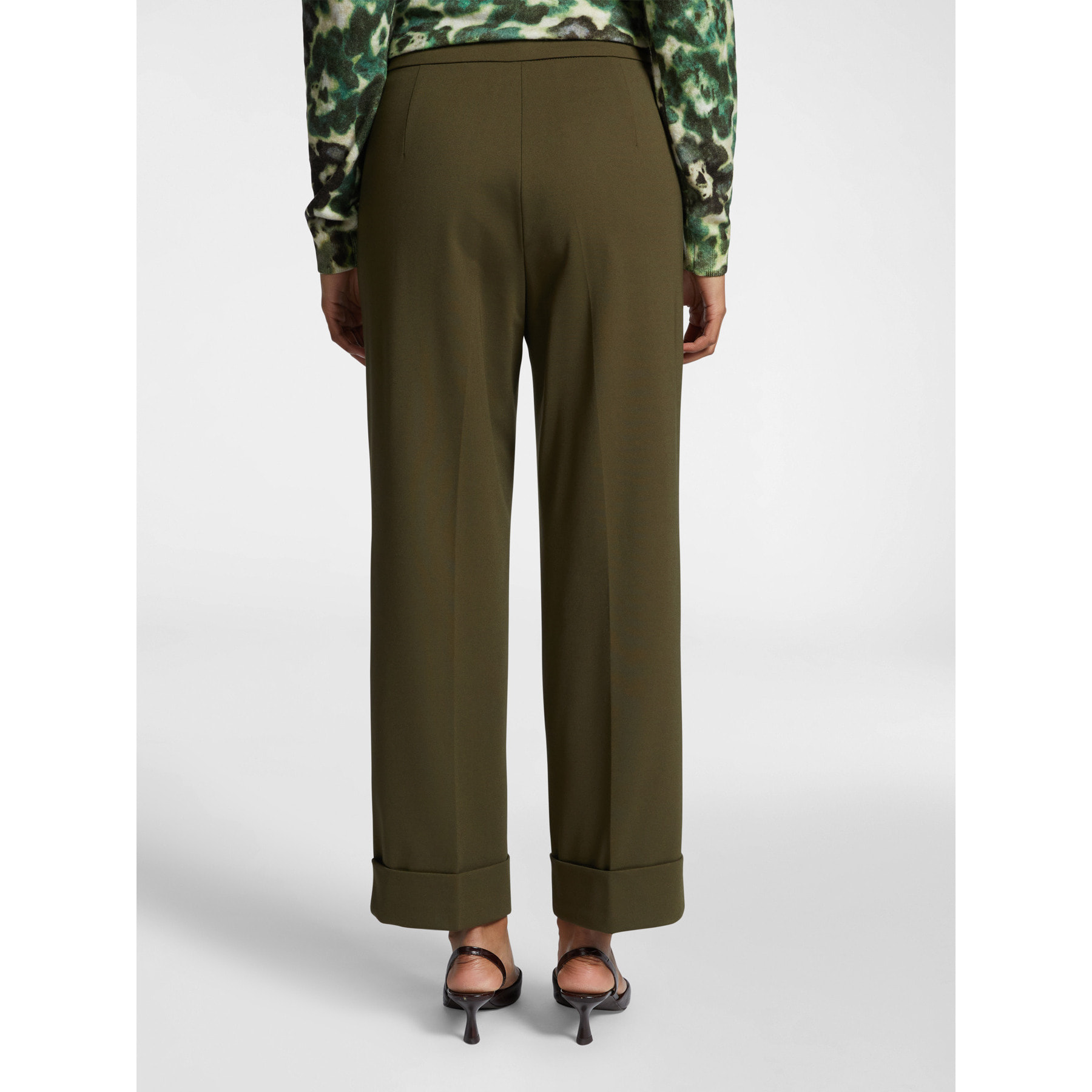 Elena Mirò - Pantaloni cropped tinta unita - Verde militare