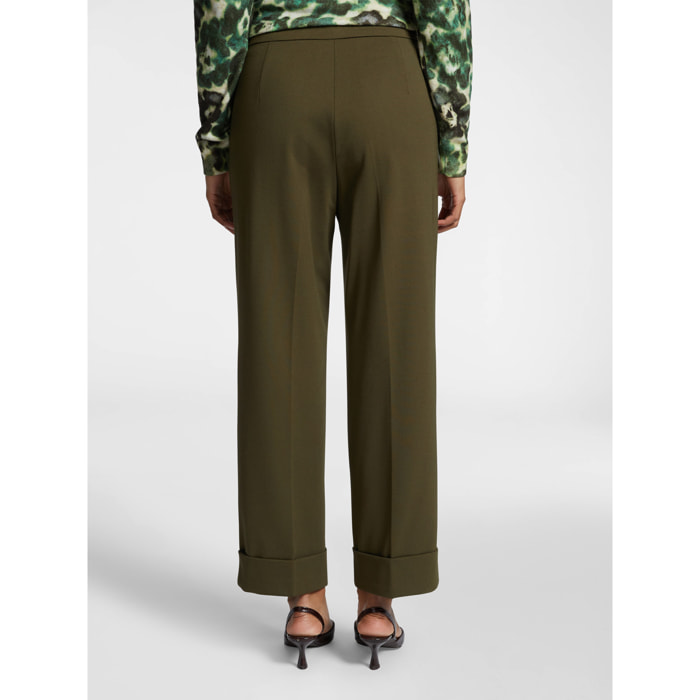 Elena Mirò - Pantaloni cropped tinta unita - Verde militare