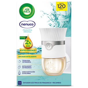 Air Wick Ambientador Eléctrico - Ambientador difusor inteligente con tecnología Anti-Fading con aroma a Nenuco - Aparato y Recambio