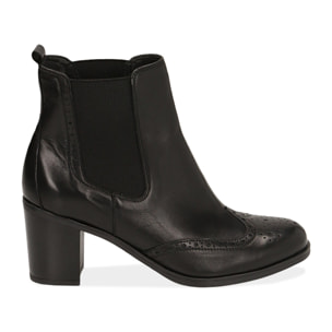 Ankle boots neri in pelle, tacco 7,50 cm