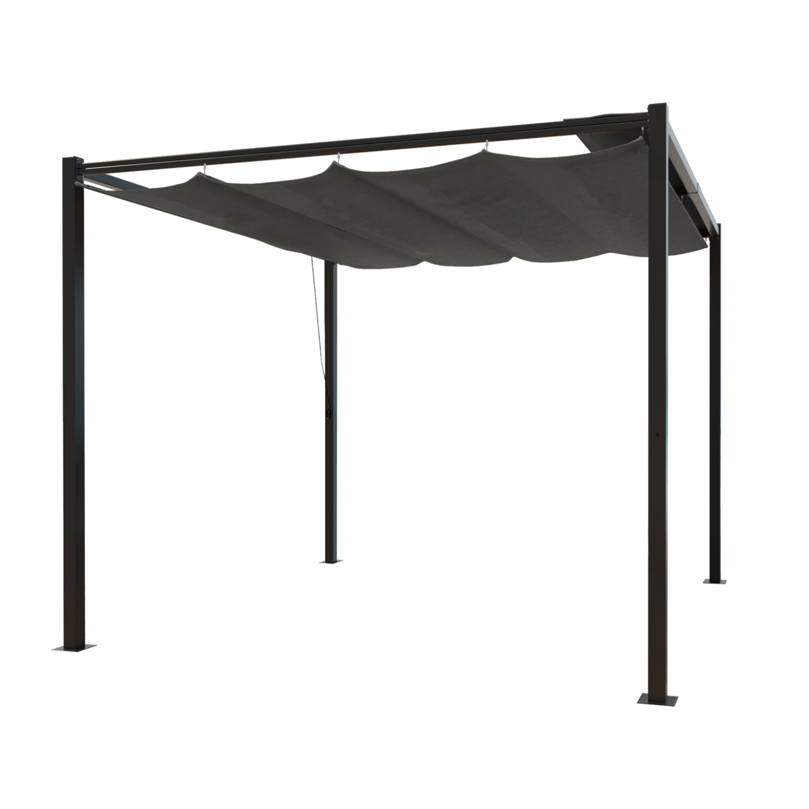 Pergola autoportante 3 x 3 m en acier avec toile grise MEDELIN