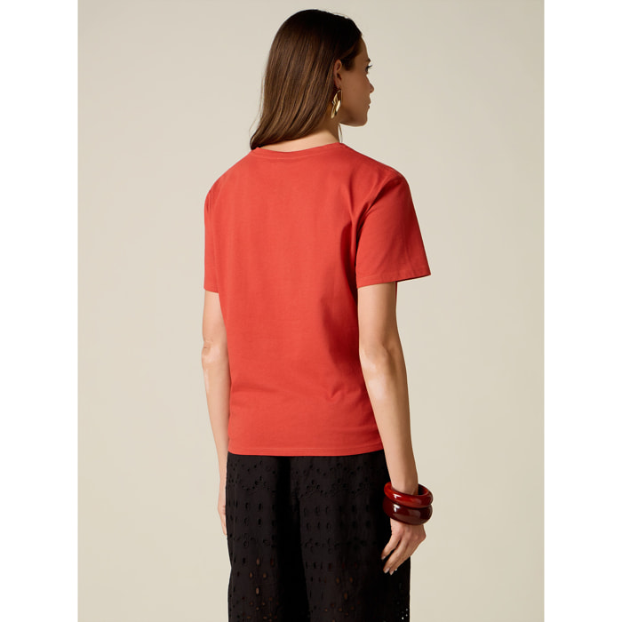 Oltre - T-shirt con stampa lettering - Arancione