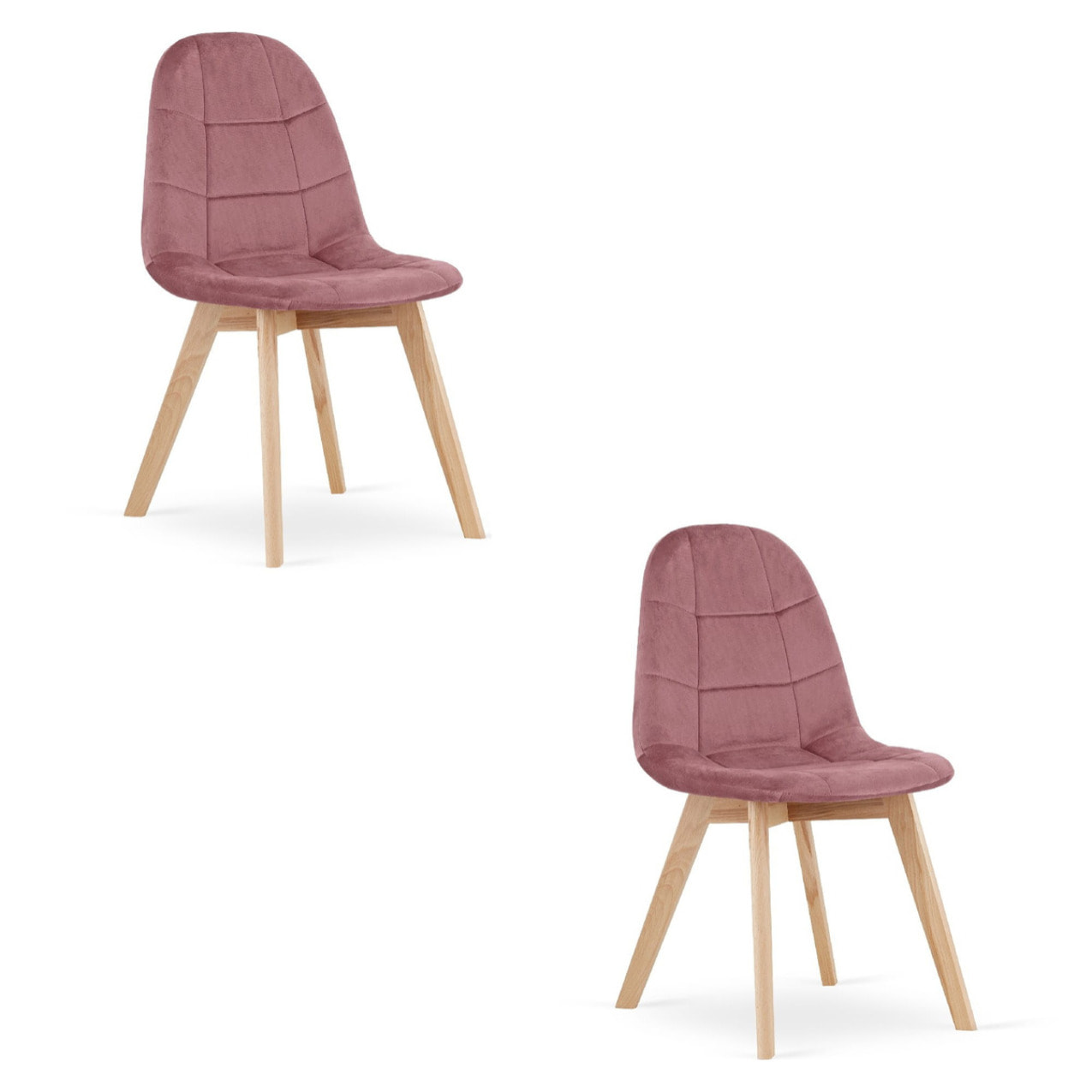Set di 2 sedie Bora in velluto rosa antico e legno