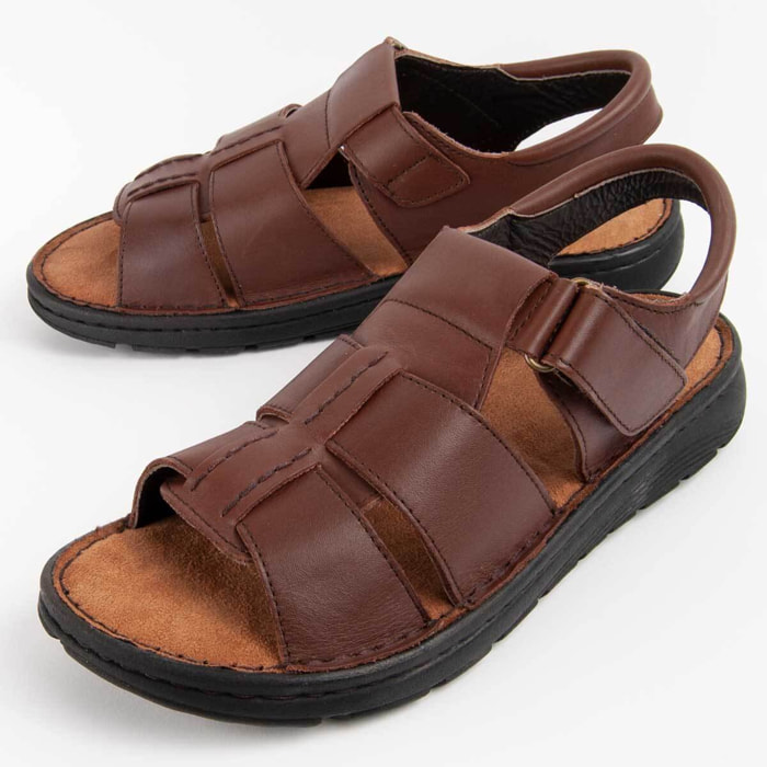Sandalia De Piel - Marron