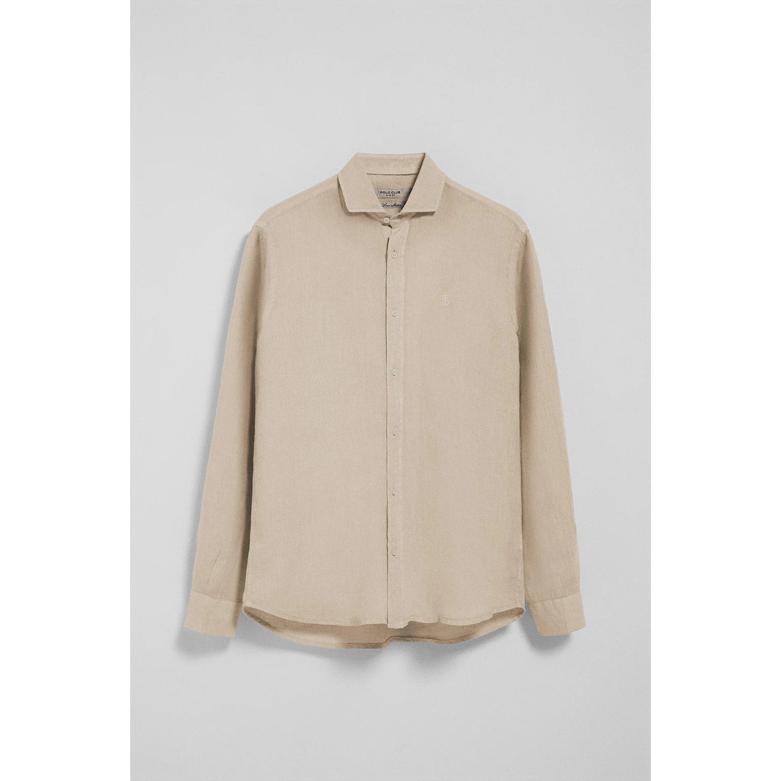 Camicia sabbia in lino tinta in capo con ricamo Rigby Go