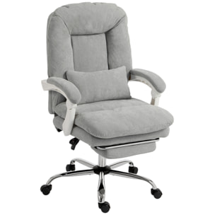 Fauteuil bureau manager inclinable repose-pieds rétractable velours gris clair