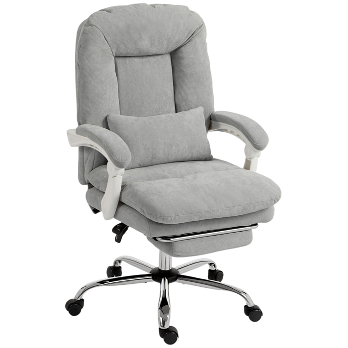 Fauteuil bureau manager inclinable repose-pieds rétractable velours gris clair