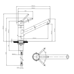 Evier Architectura 60 vidage auto + Robinet de cuisine Como Window Acier Massif