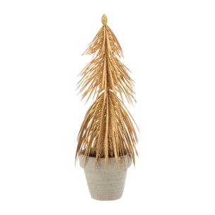 J-Line décoration Sapin En Pot Paillettes - plastique - or - 2 pcs