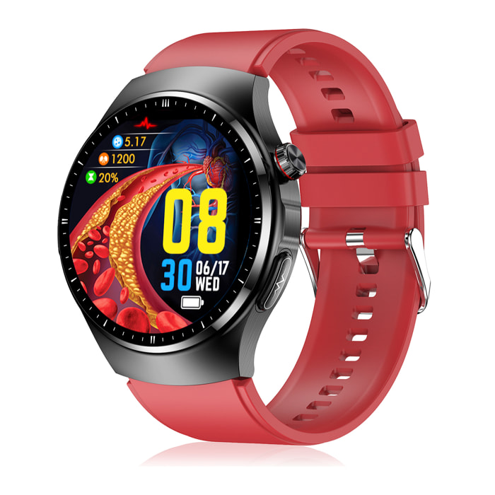 Smartwatch TK25. ECG, glicemia, acido urico e lipidi, BMI, grasso corporeo, temperatura, O2 e tensione.