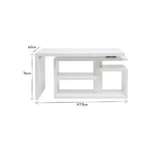 Bureau modulable design laqué blanc brillant L147-217 cm HALTON