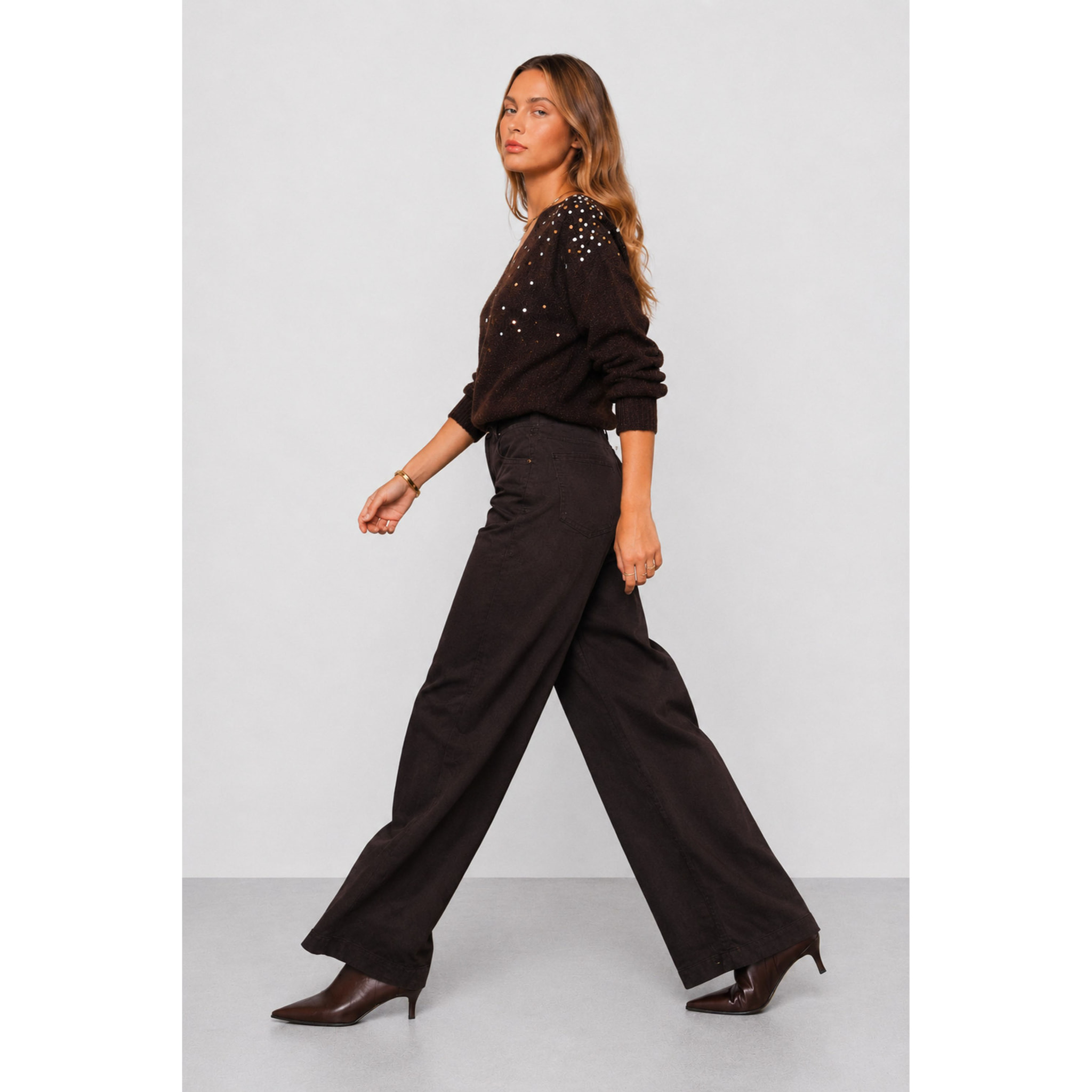 Kocca - Pantaloni da donna a vita alta e gamba larga in cotone Donna