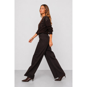 Kocca - Pantaloni da donna a vita alta e gamba larga in cotone Donna