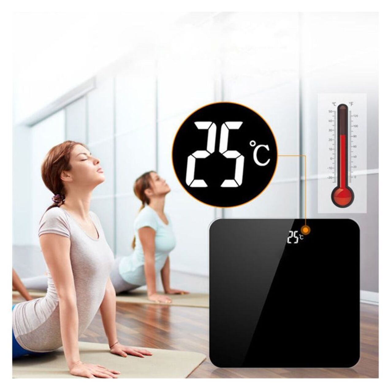 Balance Corporelle rechargeable et thermometre d'ambiance Herzberg HG04272