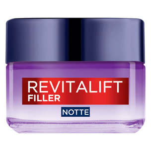 Crema Viso Notte Anti-Rughe Trattamento Rivolumizzante Revitalift Filler con Acido Ialuronico di Lunga Durata - Barattolo da 50ml
