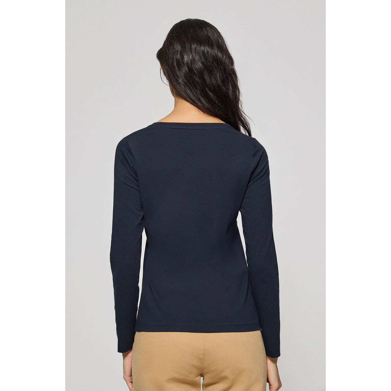 Maglietta basic a maniche lunghe blu scuro con logo Rigby Go