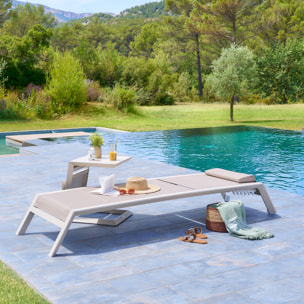 Transat "Allure" lin & argile 2 roues en aluminium et texaline