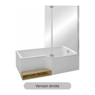 Pack baignoire bain douche 180 x 90  Neo version droite + tablier + pare bain chromé