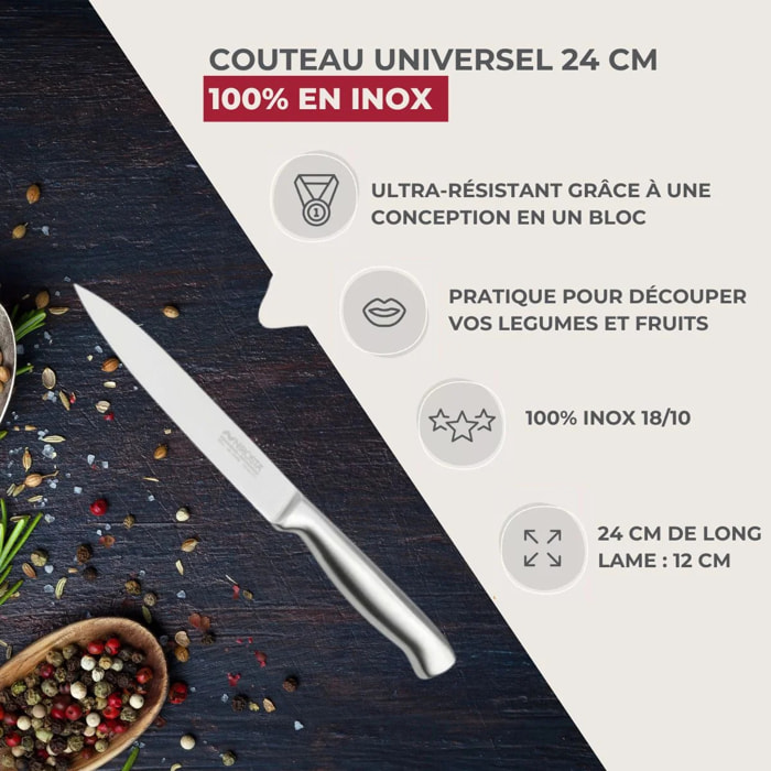 Set de 4 couteaux de cuisine universels 24 cm en inox Nirosta Star