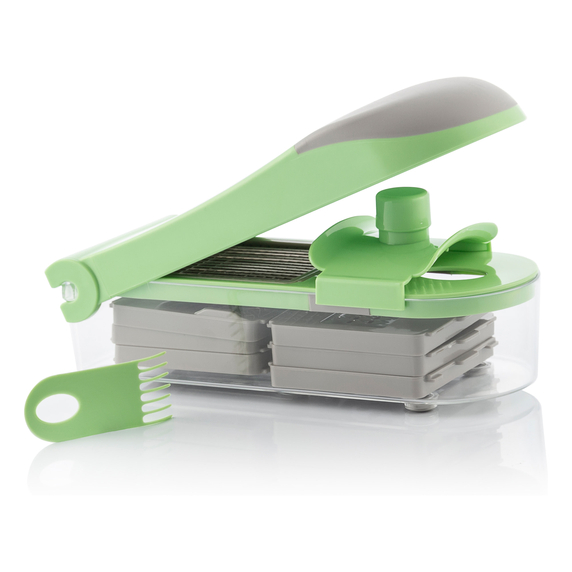 Affettaverdure 7 In 1 Choppie Expert - Verde E Grigio - Acciaio Inossidabile - 27,5x8,5x11,5 cm