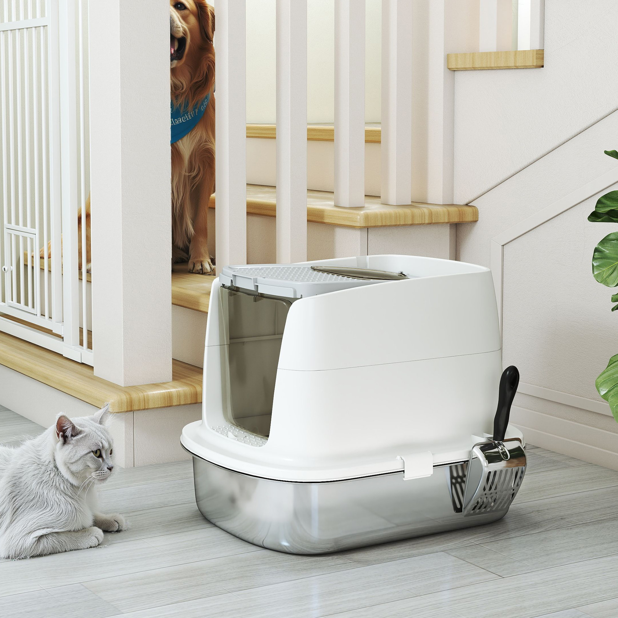 Maison de toilette fermée bac acier inox filtre désodorisant pelle porte trappe