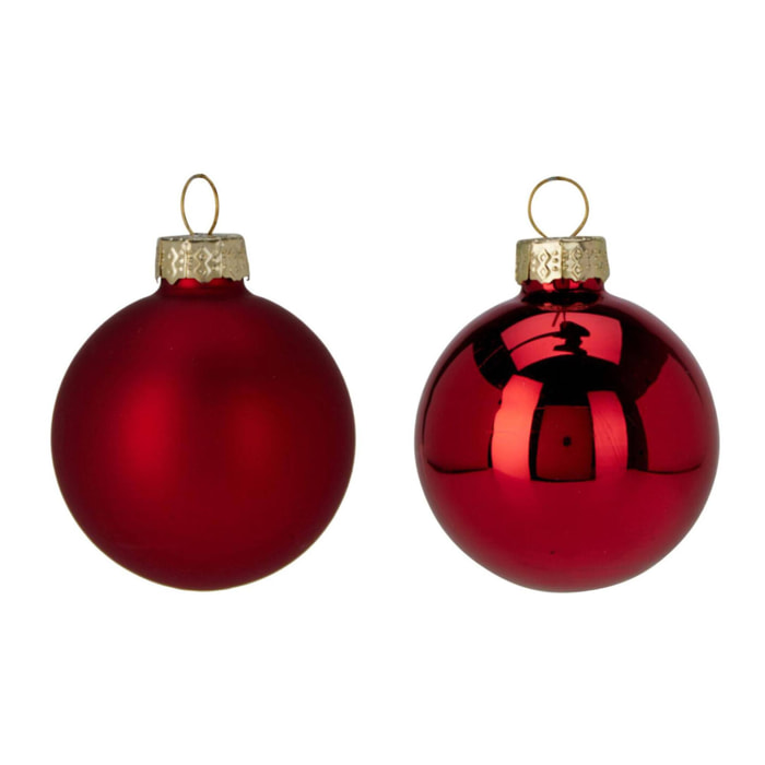 juego de 16 bolas de navidad color rojo - brillantes y mate