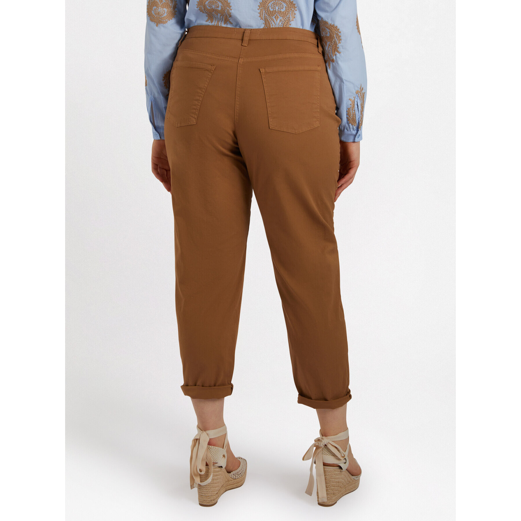 Fiorella Rubino - Pantalones rectos con vuelta - Marrón