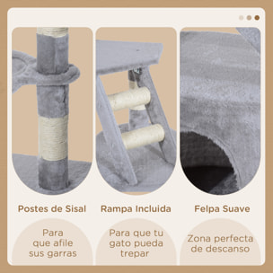 Rascador árbol para Gatos de Felpa 55x40x125cm Gris