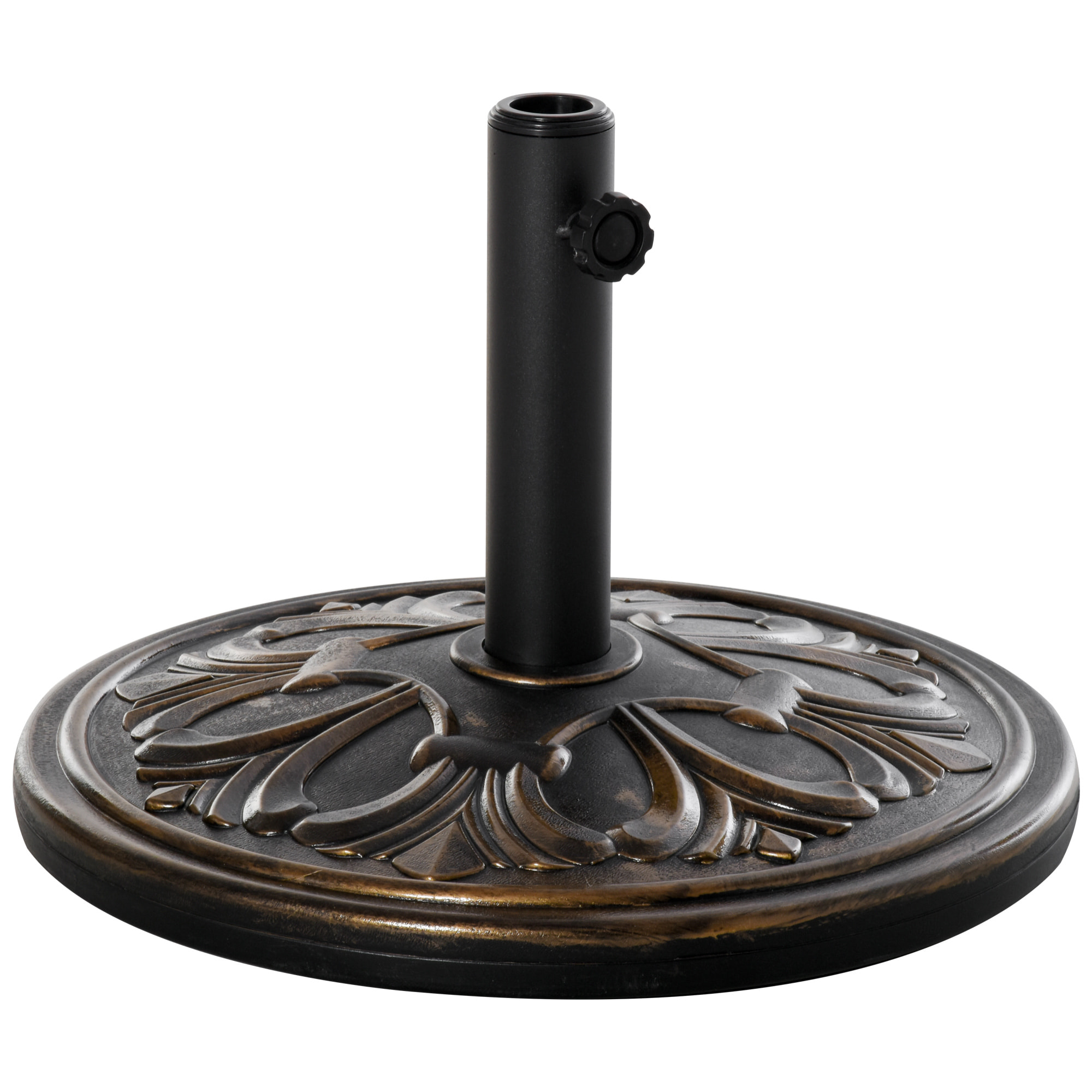 Base de Sombrilla Peso 13 kg Soporte para Parasol Redondo de HDPE y Cemento para Poste de Paraguas de Ø35/38/48 mm para Terraza Patio Jardín Playa Ø48x34 cm Bronce
