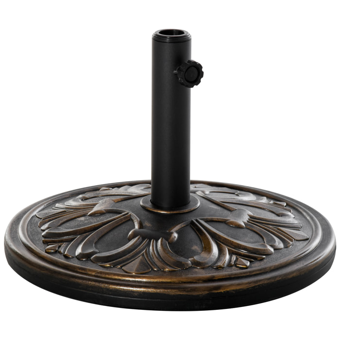 Base de Sombrilla Peso 13 kg Soporte para Parasol Redondo de HDPE y Cemento para Poste de Paraguas de Ø35/38/48 mm para Terraza Patio Jardín Playa Ø48x34 cm Bronce