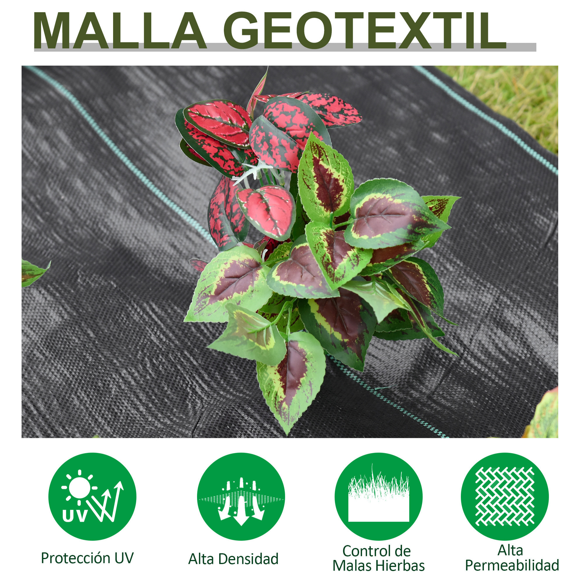 Malla Antihierbas Malla Antihierbas 2x50 m Malla Antimaleza Malla Geotextil contra Malas Hierbas y Malezas 100 g/m² para Jardín Terraza Patio Negro