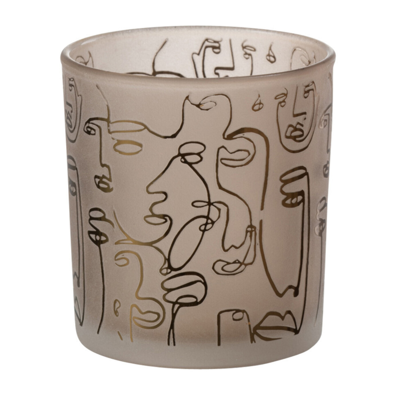 J-Line photophore Happy Faces - verre - beige - small - 2 pièces