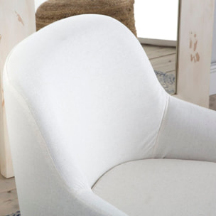 Fauteuil Naivi -tissu et bois-couleur beige 60 x 77 x 62 cm