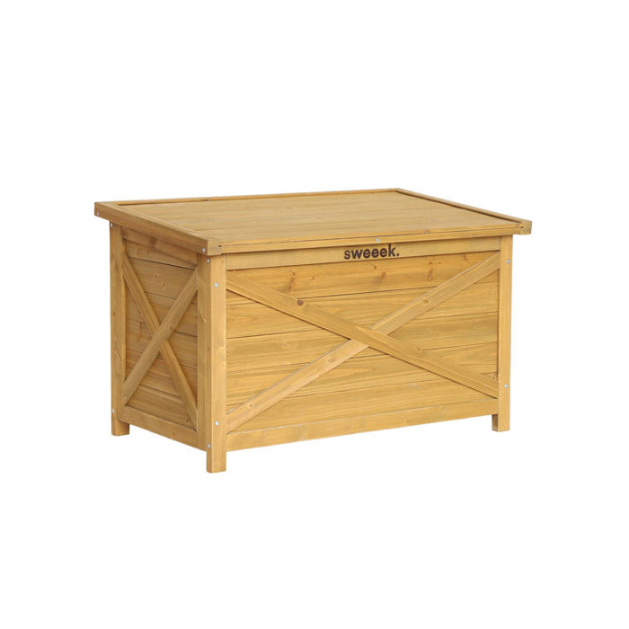 Coffre de rangement en bois 80 cm. naturel. L80 x P48 x H50cm. capacité 100L