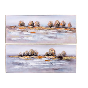 Set 2 Cuadros Paisaje 40% Pintado A Mano 152x5x62